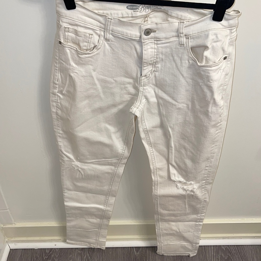 Old Navy The Boyfriend Skinny Jeans Size 10 Color White